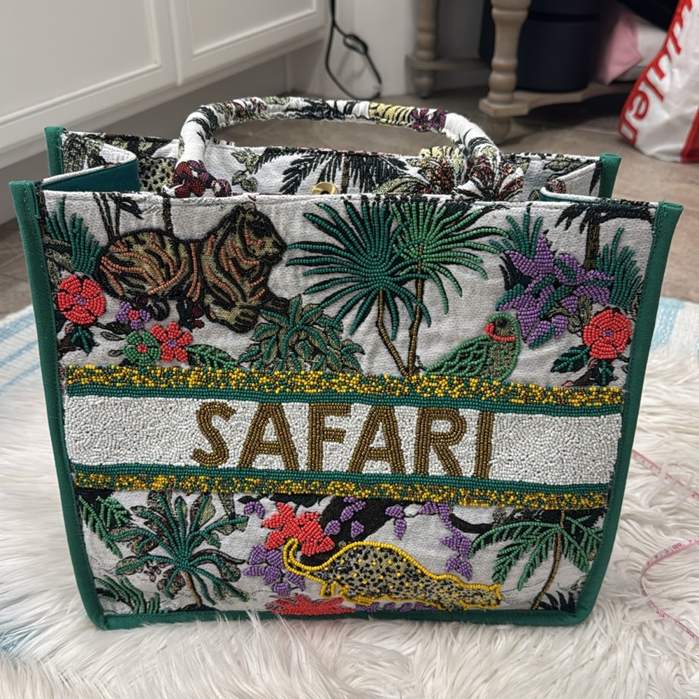 America & Beyond Safari Embroidered Tote Bag - Multicolor - Picture 6 of 12